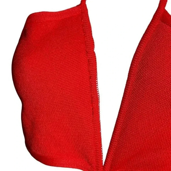 Balmain red knit cut out jumpsuit size 38  Flared Halter Runway 2015 US size 6 - Picture 7 of 16